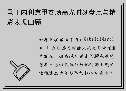 马丁内利意甲赛场高光时刻盘点与精彩表现回顾 马丁内利意甲赛场高光时刻盘点与精彩表现回顾